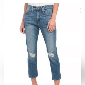 FRAME Blue Denim Jeans cropped boyfriend fit (le pixie beau)